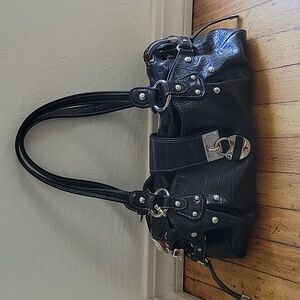 Kathy Van Zeeland Black Shoulder Bag w/Bag Charm GUC